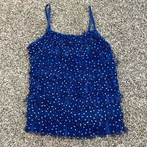 *SOLD* Justice Girls’ Red White and Blue Fringe Tank Top Size 10